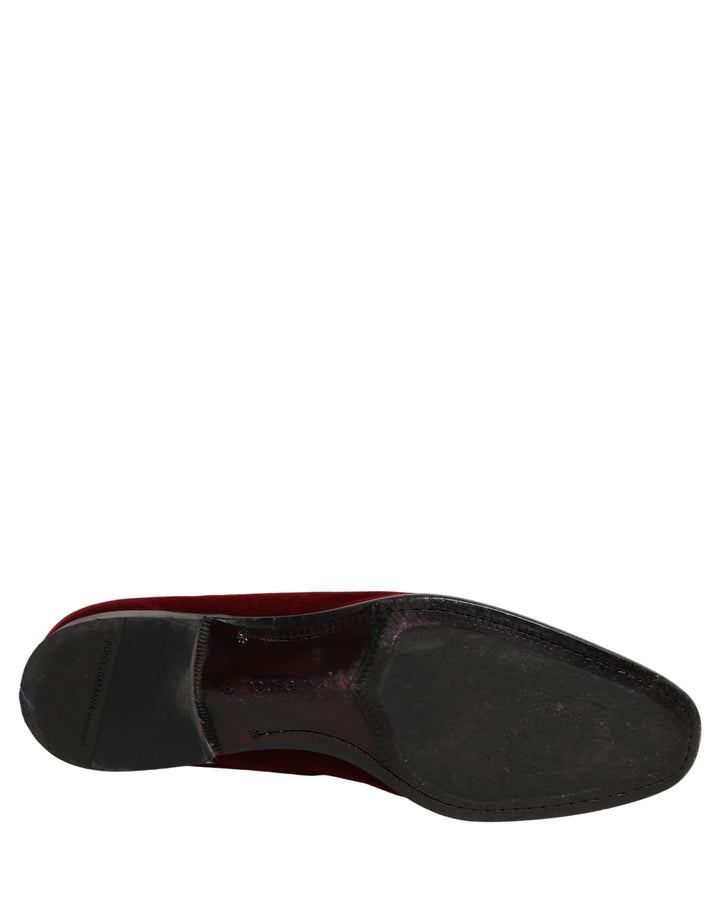 Dolce &amp; Gabbana Maroon Suede Cross Slip On Dress Loafers Shoes