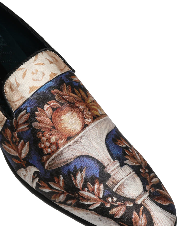 Dolce &amp; Gabbana Multicolor Fruit Print Velvet Loafers Shoes