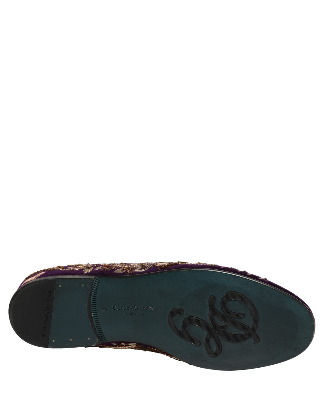 Dolce &amp; Gabbana Violet Velvet Floral Embroidery Loafers Shoes