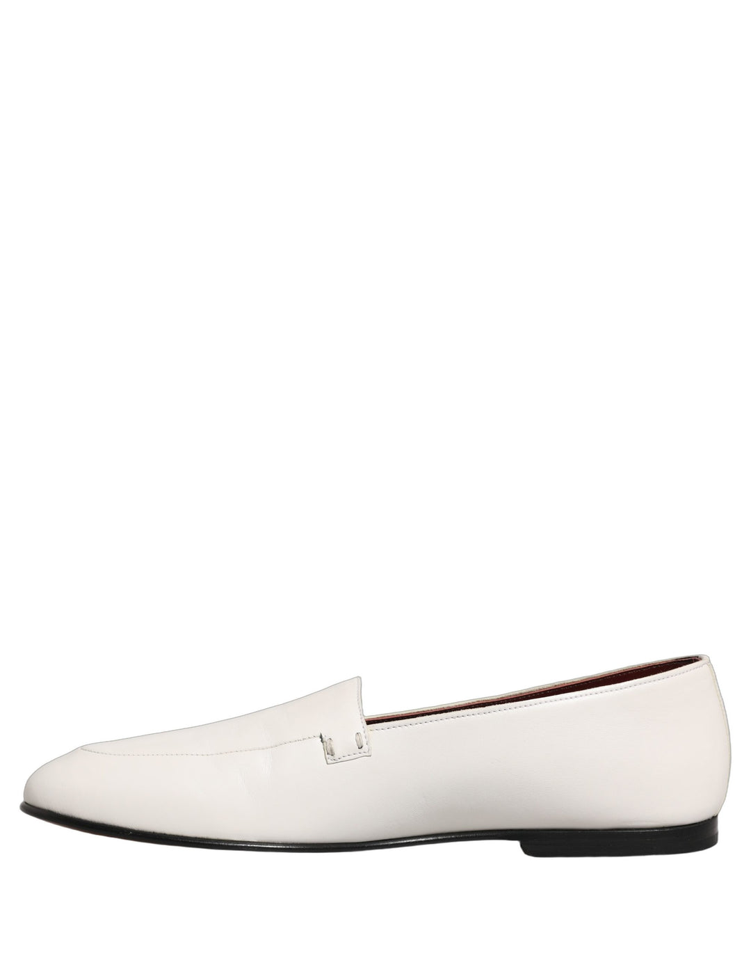 Dolce &amp; Gabbana White Leather Logo Slip On Men Loafers Shoes