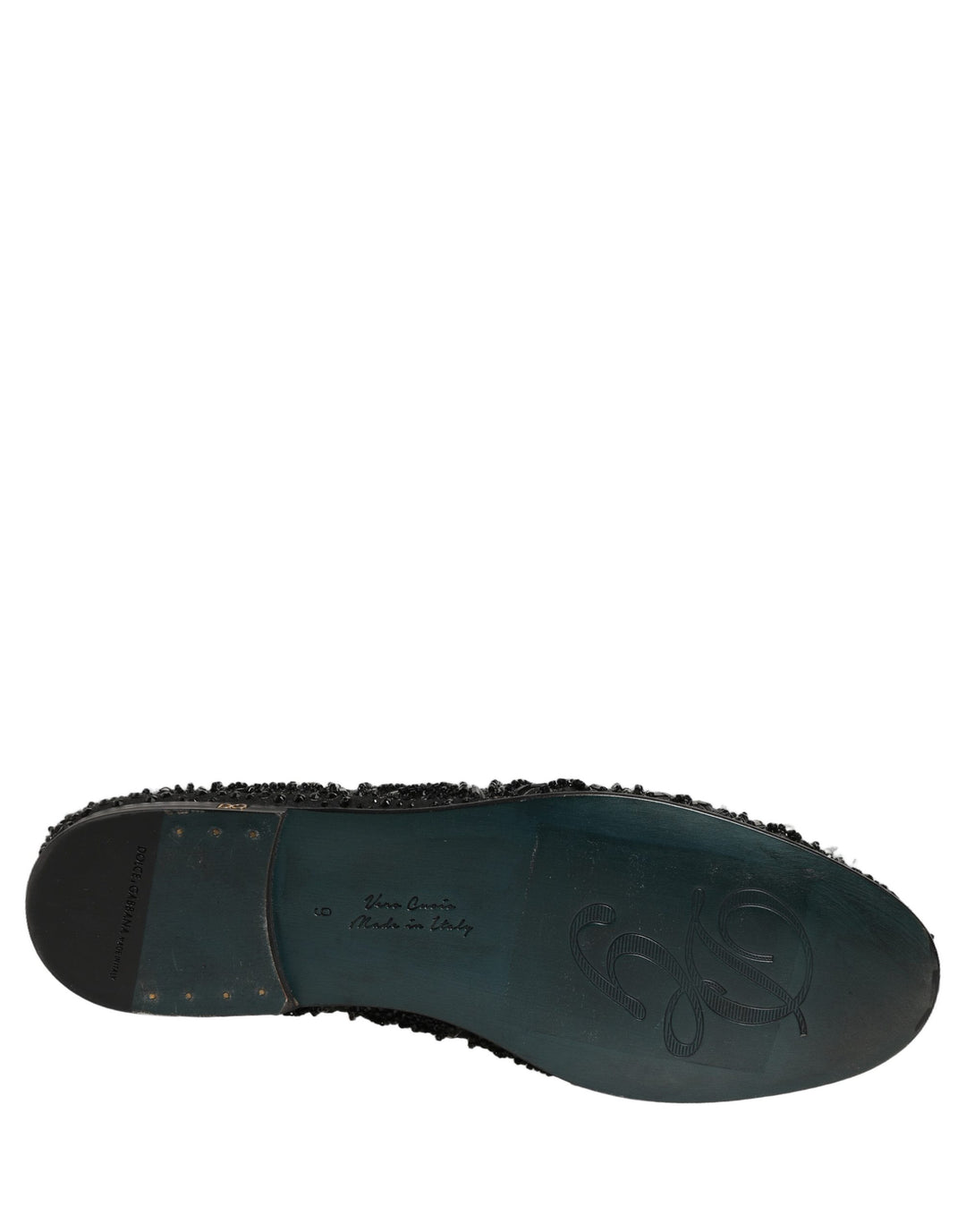Dolce &amp; Gabbana Black Velvet Embroidered Dress Loafers Shoes