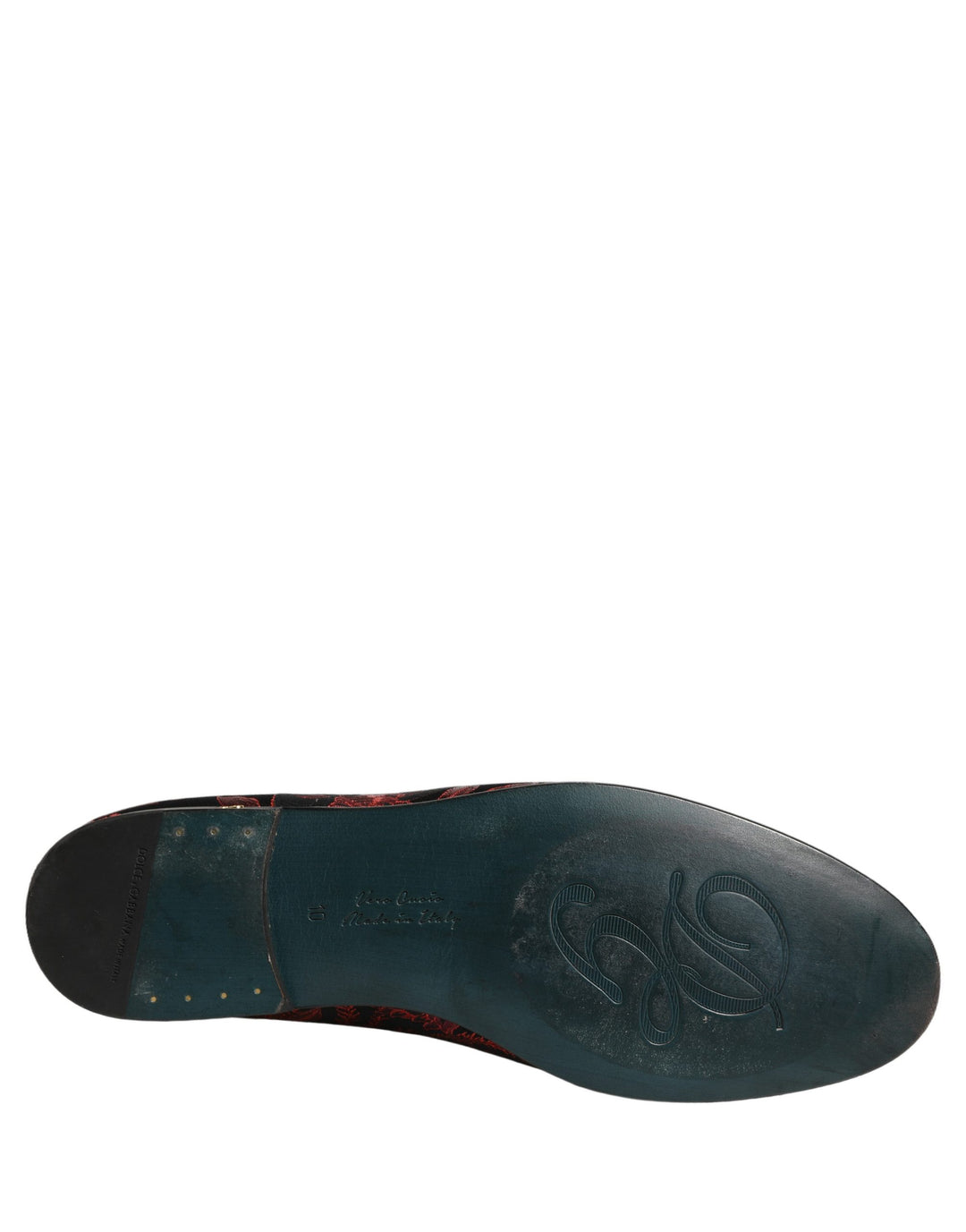 Dolce &amp; Gabbana Red Floral Jacquard Slip On Loafers Shoes