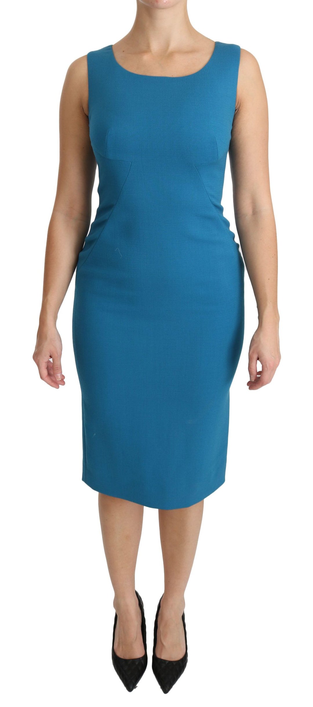 Dolce &amp; Gabbana Blue Virgin Wool Casual Dress