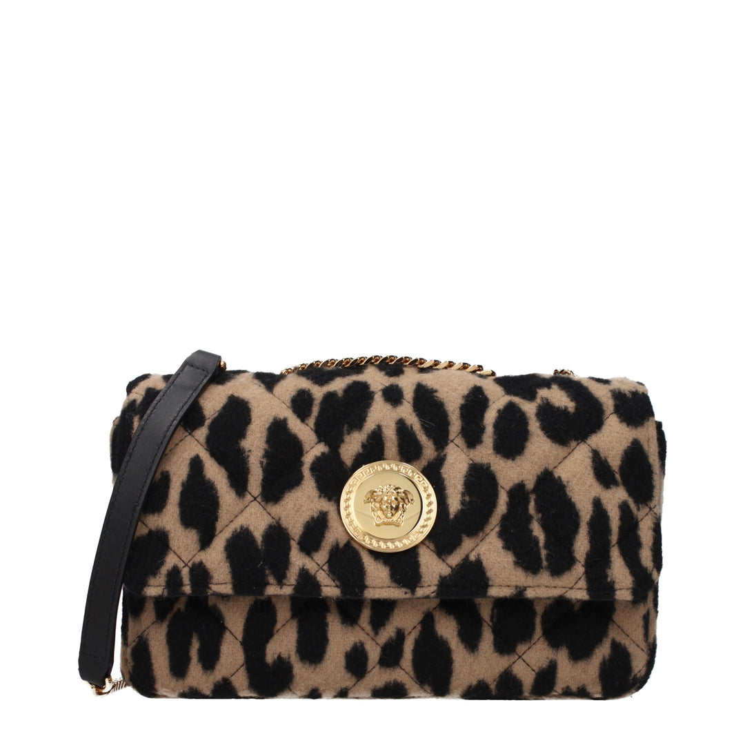 Versace - Brown Wool Shoulder Bag
