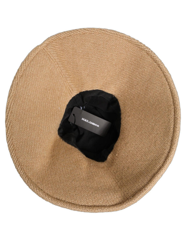 Dolce &amp; Gabbana Women Brown Cotton Knit WideBrim Bucket Capello Hat