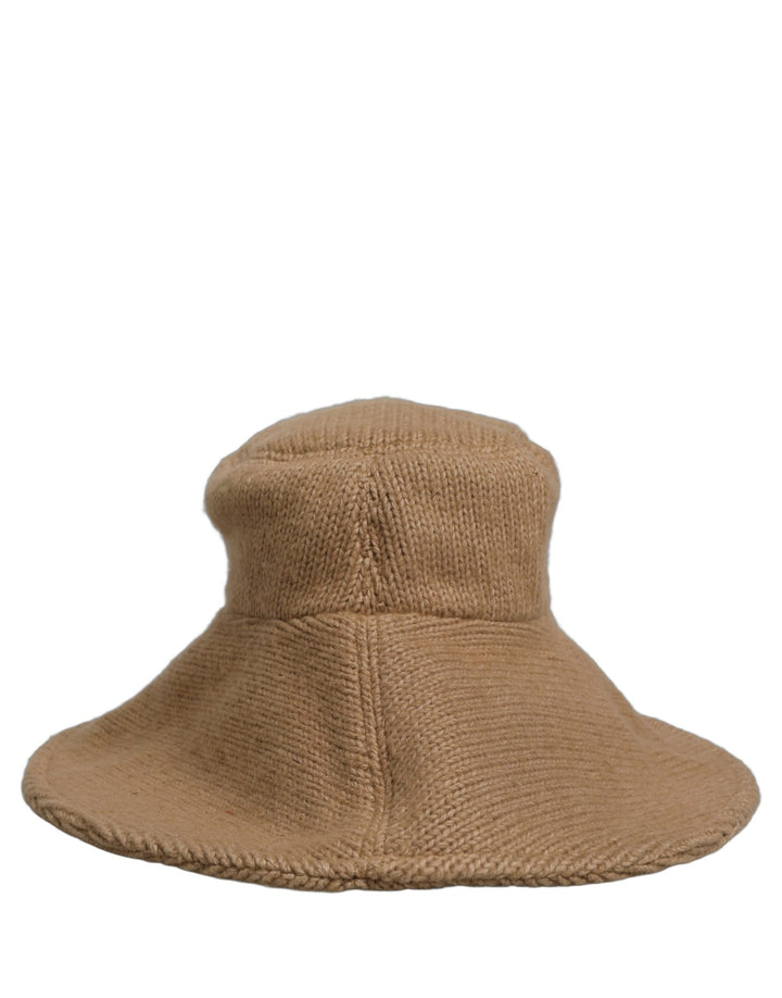 Dolce &amp; Gabbana Women Brown Cotton Knit WideBrim Bucket Capello Hat