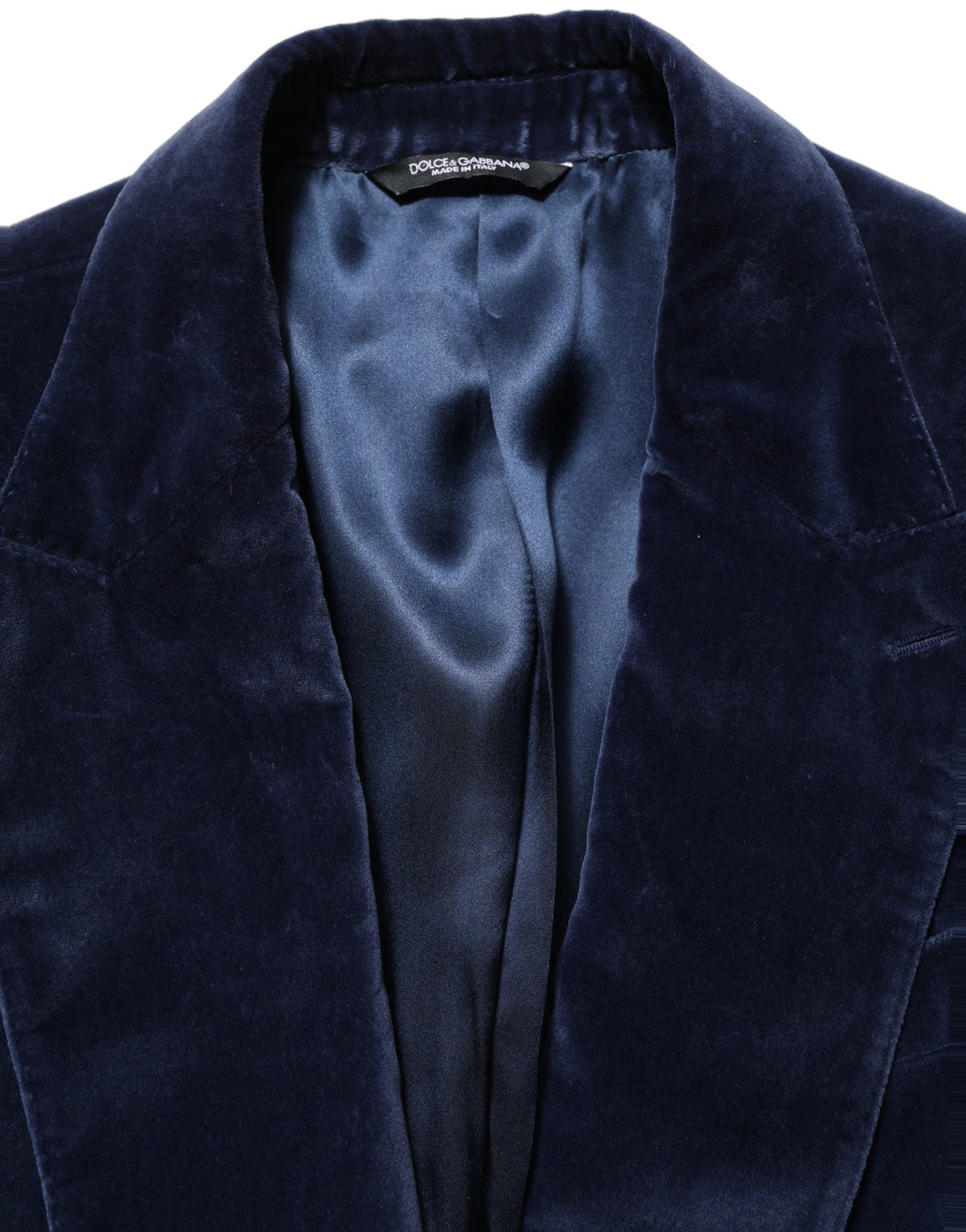 Dolce &amp; Gabbana Blue Velvet Single Breasted Blazer Jacket