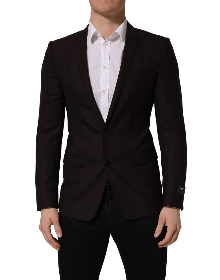 Dolce &amp; Gabbana Brown Wool GOLD Single Breasted Men Jacket
