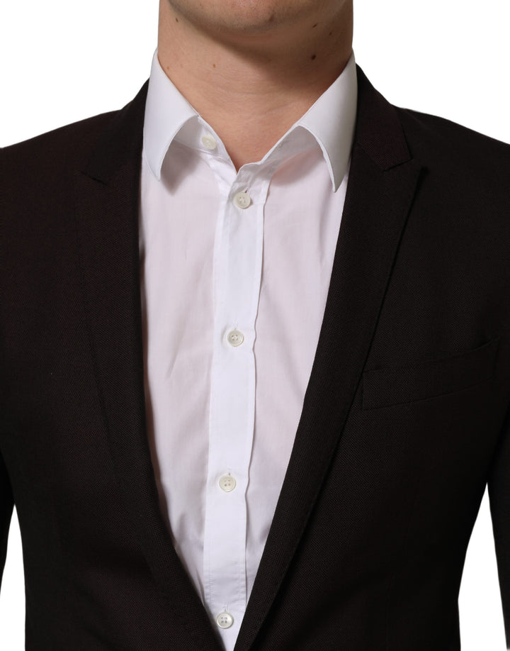 Dolce &amp; Gabbana Brown Wool GOLD Single Breasted Men Jacket