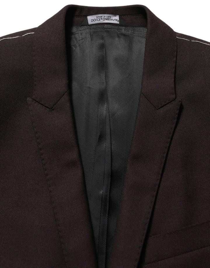 Dolce &amp; Gabbana Brown Wool GOLD Single Breasted Men Jacket