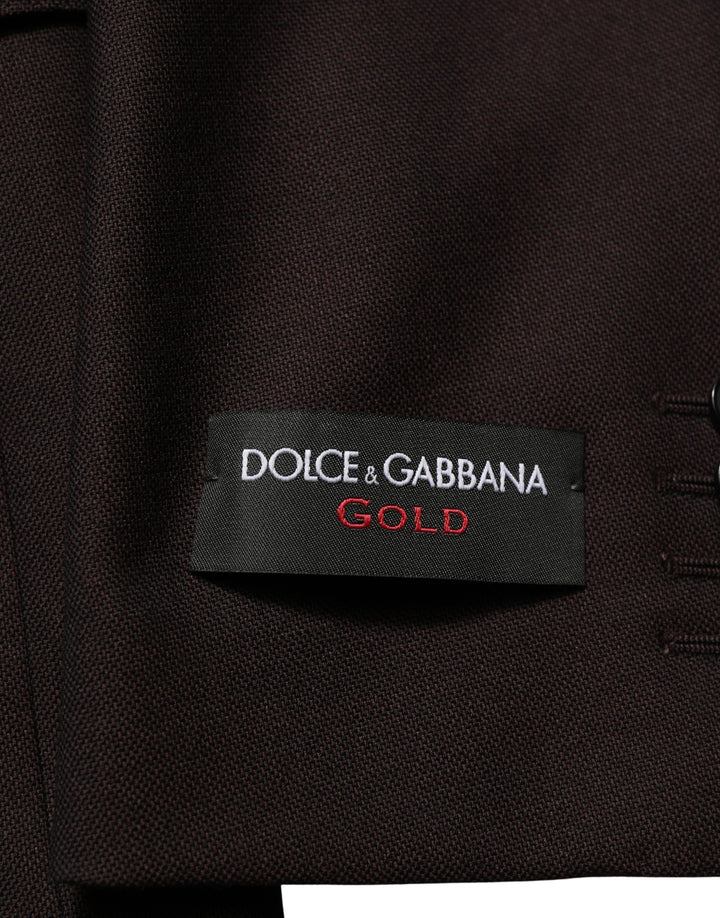 Dolce &amp; Gabbana Brown Wool GOLD Single Breasted Men Jacket