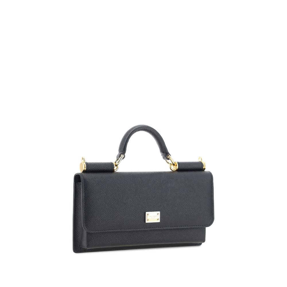 Dolce &amp; Gabbana Black Calf Leather Bos Taurus Shoulder Bag