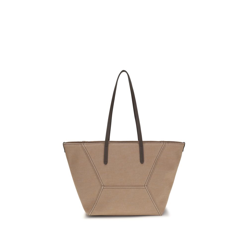 Brunello Cucinelli - Beige Cotton Shoulder Bag