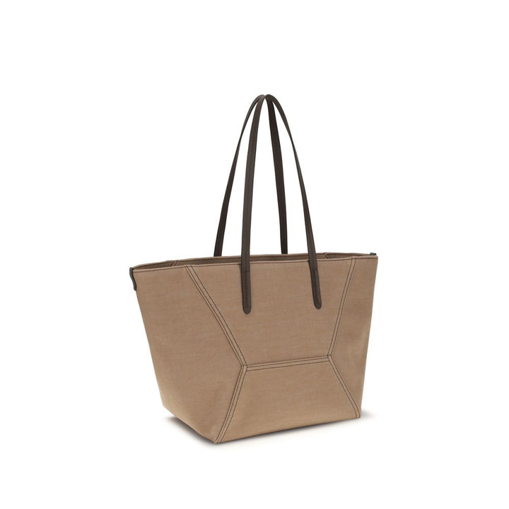 Brunello Cucinelli - Beige Cotton Shoulder Bag