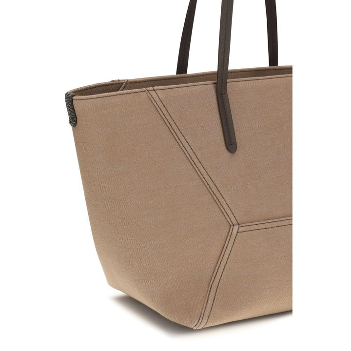 Brunello Cucinelli - Beige Cotton Shoulder Bag