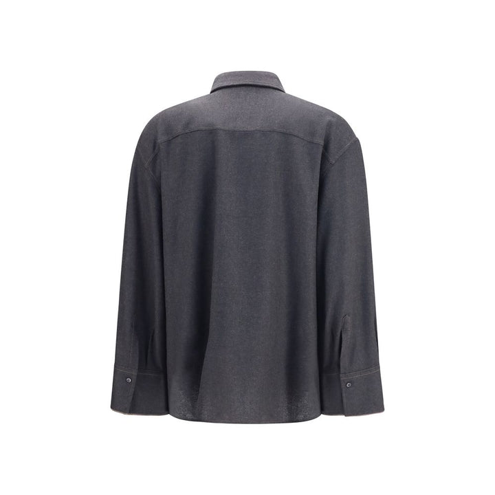 Brunello Cucinelli Gray Wool Oves Aries Dress Shirt