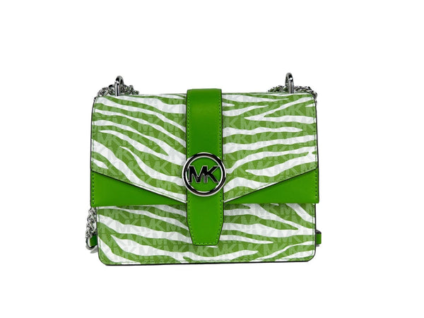 Michael Kors - Greenwich Small Print Logo Crossbody Tote Chain Bag Jungle Green $498