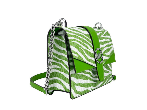 Michael Kors - Greenwich Small Print Logo Crossbody Tote Chain Bag Jungle Green $498