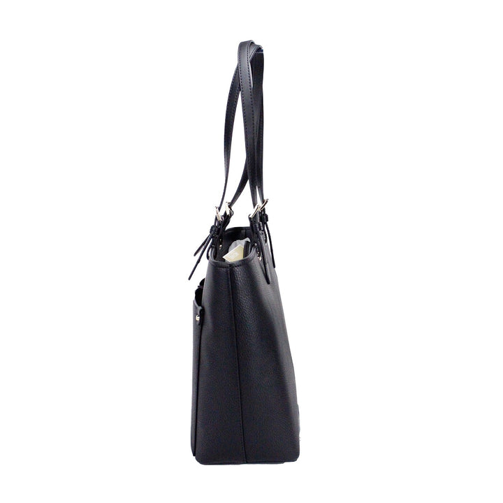 Michael Kors Womens Jet Set Travel Medium Double Pocket Tote Black/SIlver 35F3GTVT8B-001