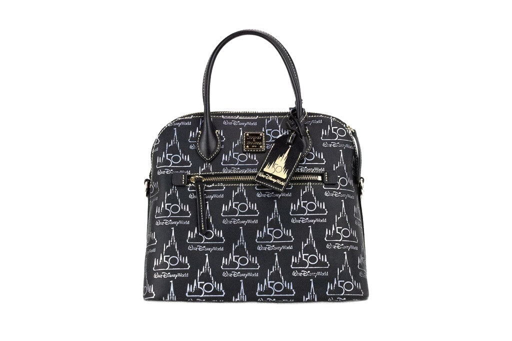 Dooney &amp; Bourke Black Walt Disney World 50th Anniversary Leather Satchel Handbag