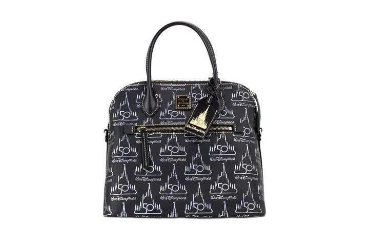 Dooney &amp; Bourke Black Walt Disney World 50th Anniversary Leather Satchel Handbag