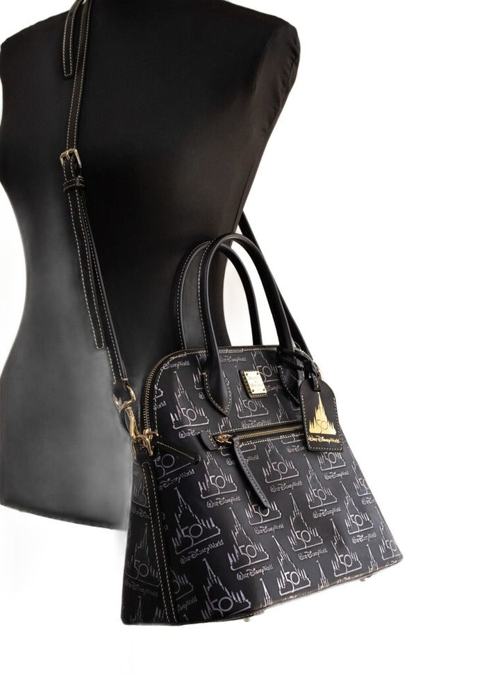 Dooney &amp; Bourke Black Walt Disney World 50th Anniversary Leather Satchel Handbag