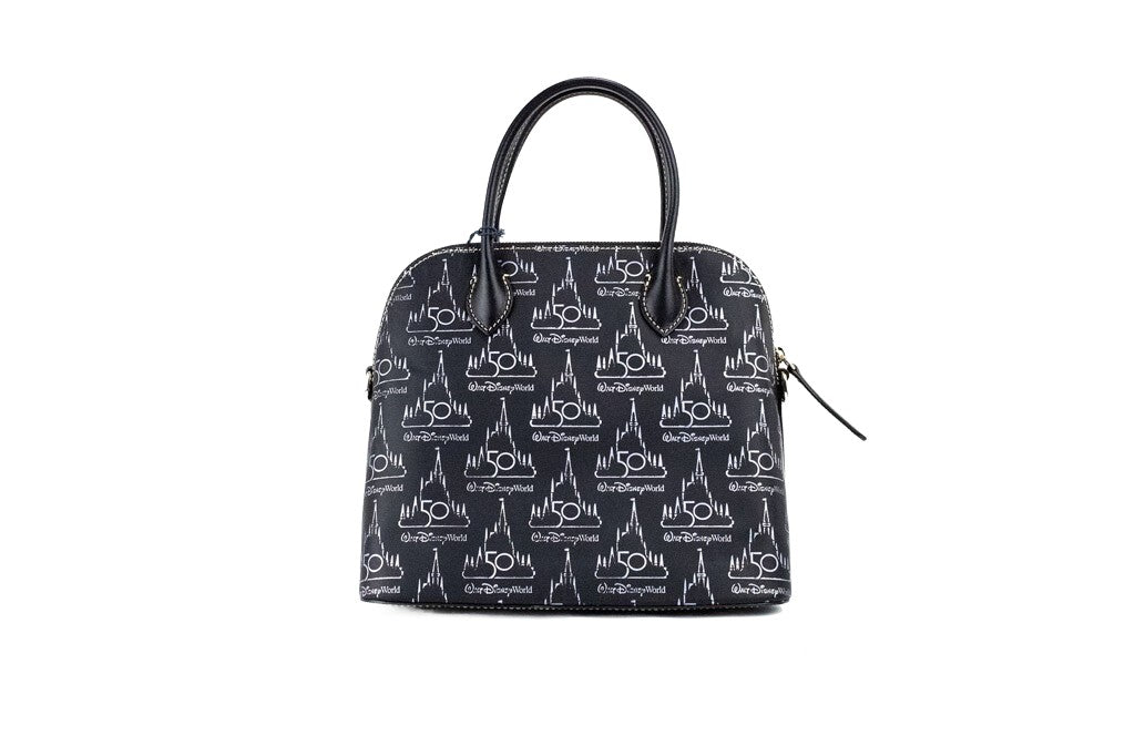 Dooney &amp; Bourke Black Walt Disney World 50th Anniversary Leather Satchel Handbag