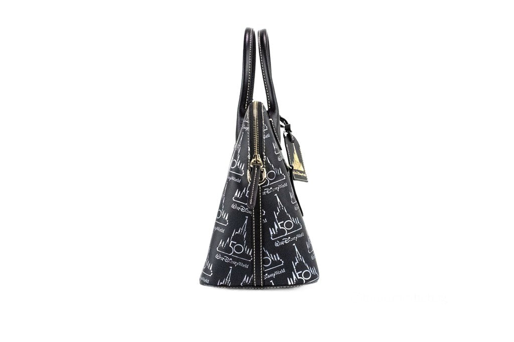 Dooney &amp; Bourke Black Walt Disney World 50th Anniversary Leather Satchel Handbag