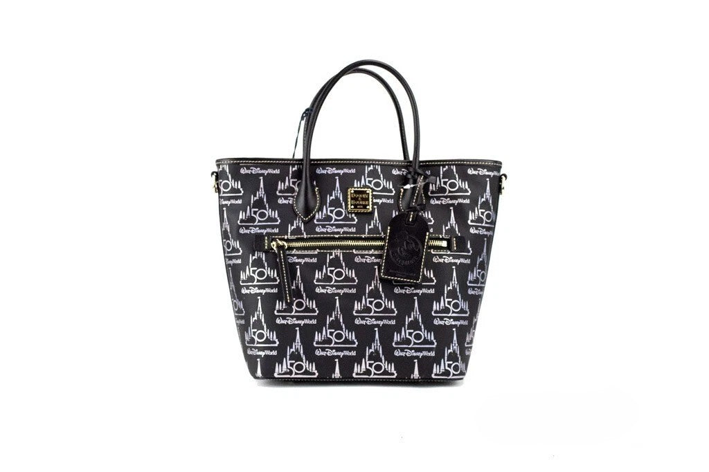 Dooney &amp; Bourke Black Walt Disney World 50th Anniversary Leather Tote Bag