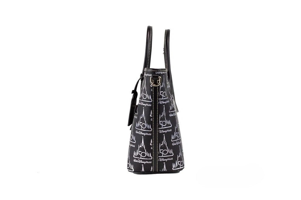 Dooney &amp; Bourke Black Walt Disney World 50th Anniversary Leather Tote Bag