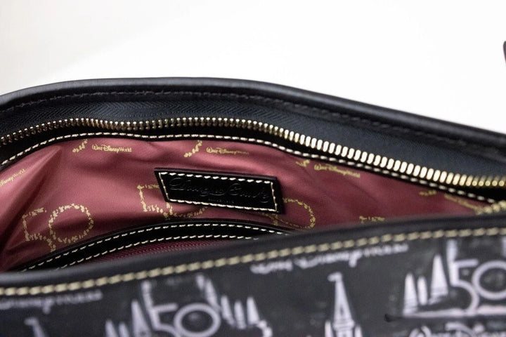 Dooney &amp; Bourke Black Walt Disney World 50th Anniversary Leather Tote Bag