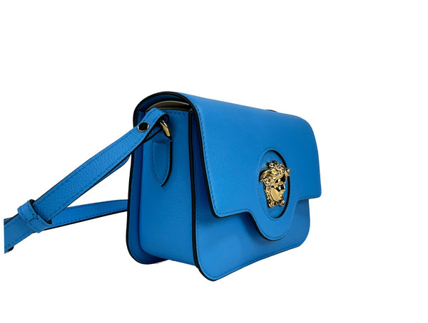 Versace - La Medusa Blue Leather Shoulder Crossbody Bag Purse