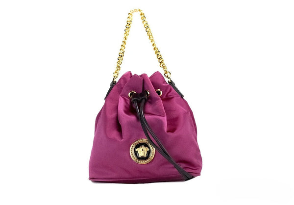 Versace - Small Dahlia Nylon Medusa Pendant Bucket Chain Crossbody Bag Purse