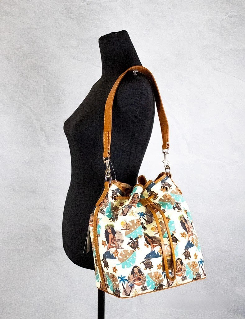 Dooney &amp; Bourke Disney Medium Moana Coated Cotton Bucket Crossbody Bag Purse