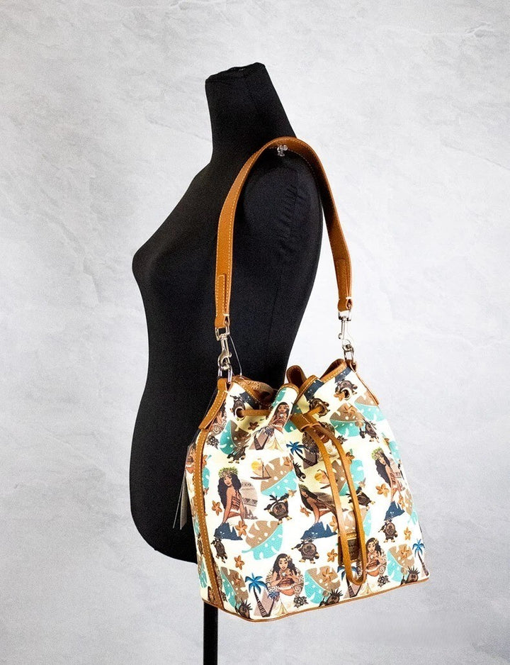 Dooney &amp; Bourke Disney Medium Moana Coated Cotton Bucket Crossbody Bag Purse