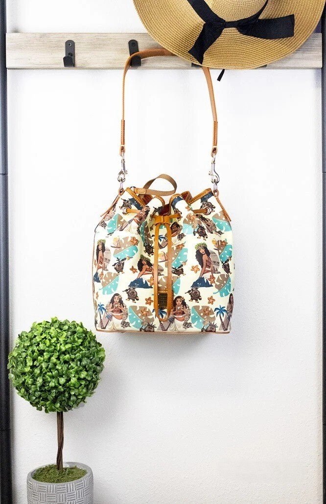 Dooney &amp; Bourke Disney Medium Moana Coated Cotton Bucket Crossbody Bag Purse