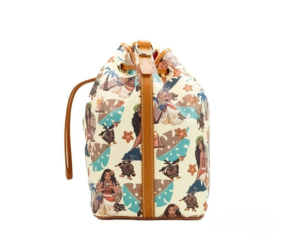 Dooney &amp; Bourke Disney Medium Moana Coated Cotton Bucket Crossbody Bag Purse