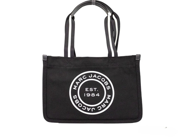 Marc Jacobs - Medium Black Canvas Fabric Shoulder Convertible Tote Purse Bag
