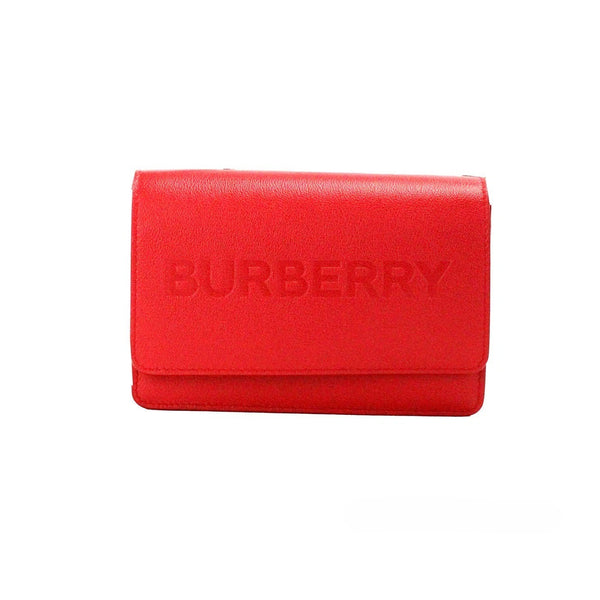 Burberry - Hampshire Small Red Embossed Logo Smooth Leather Crossbody Bag
