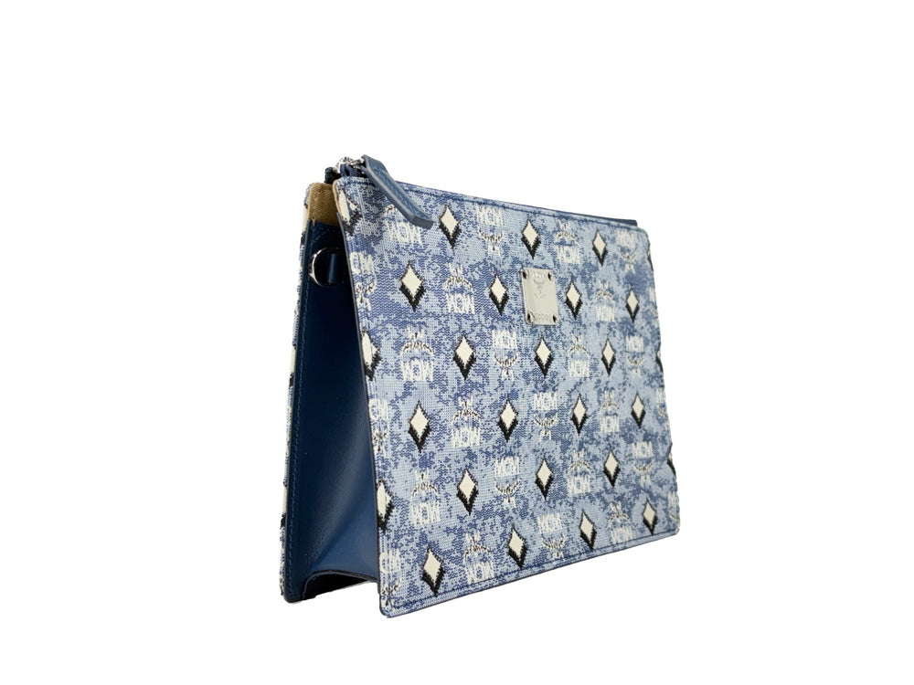 MCM - Aren Flat Pouch Denim Crossbody Bag