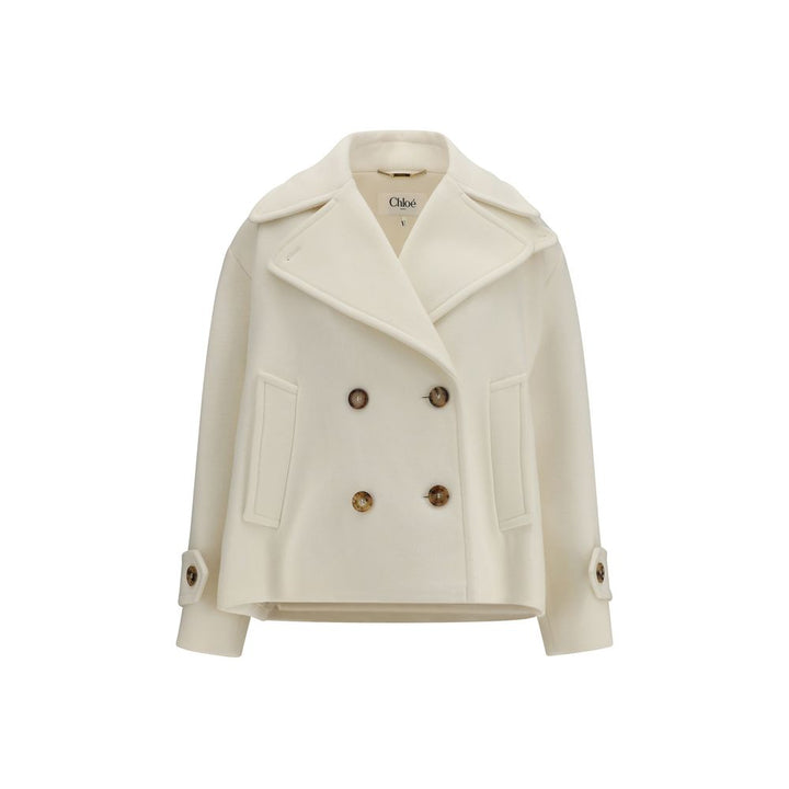 Chloé White Wool Oves Aries Coat
