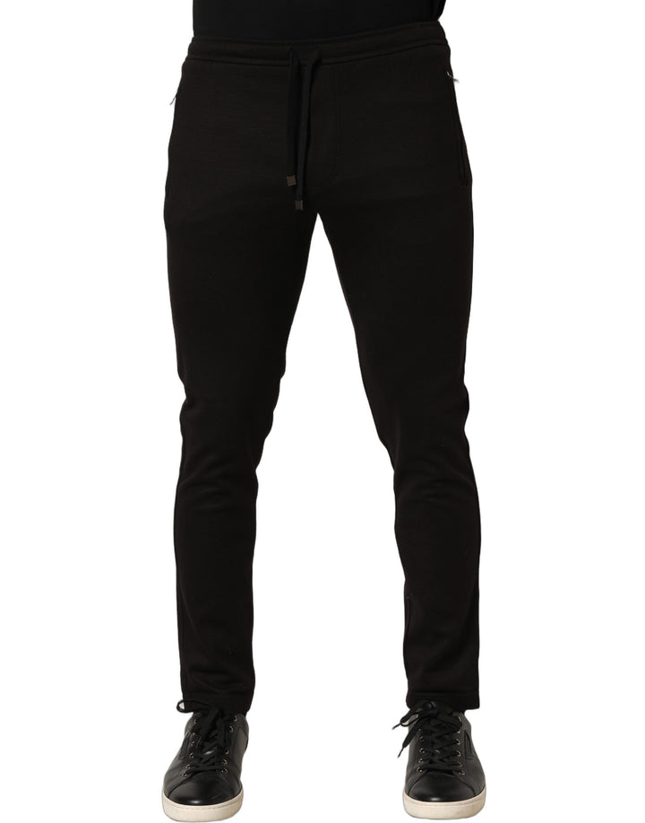 Dolce &amp; Gabbana Black Wool Jogger Men Sweatpants Trouser Pants