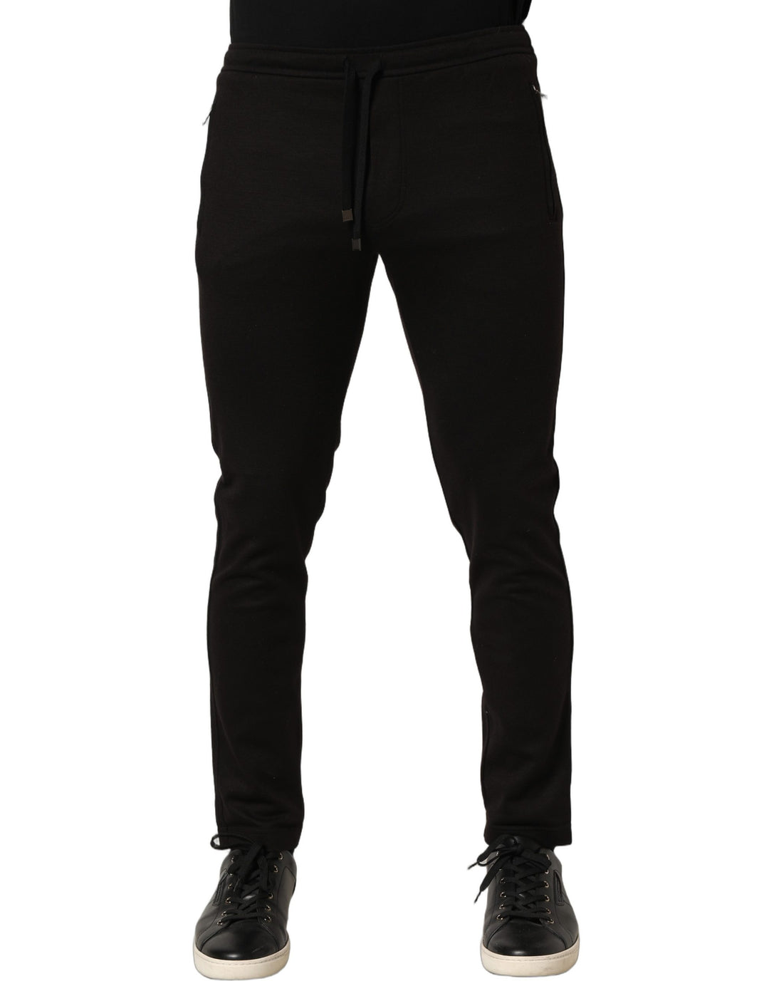 Dolce &amp; Gabbana Black Wool Jogger Men Sweatpants Trouser Pants