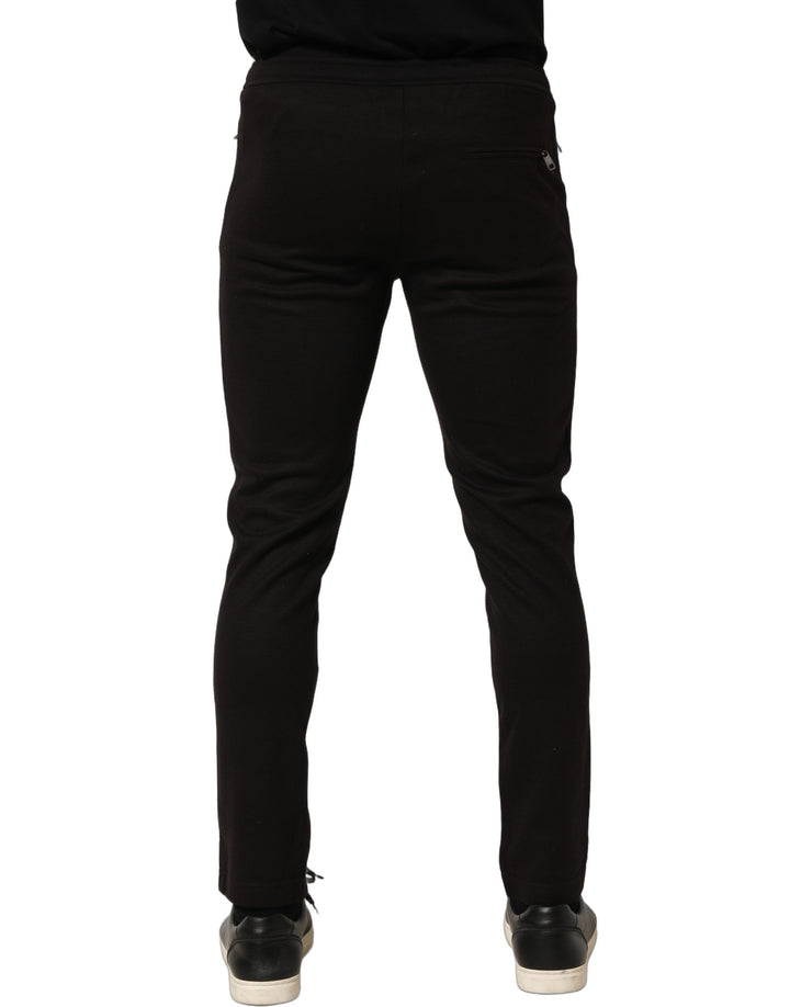Dolce &amp; Gabbana Black Wool Jogger Men Sweatpants Trouser Pants