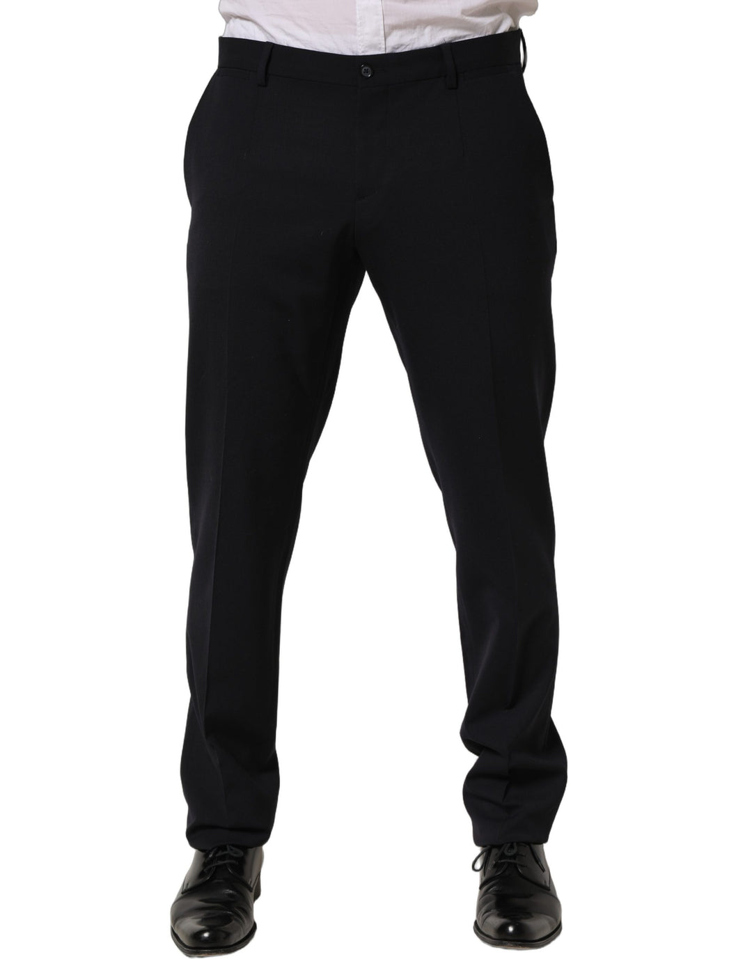 Dolce &amp; Gabbana Black Wool Tapered Leg Dress Trouser Pants