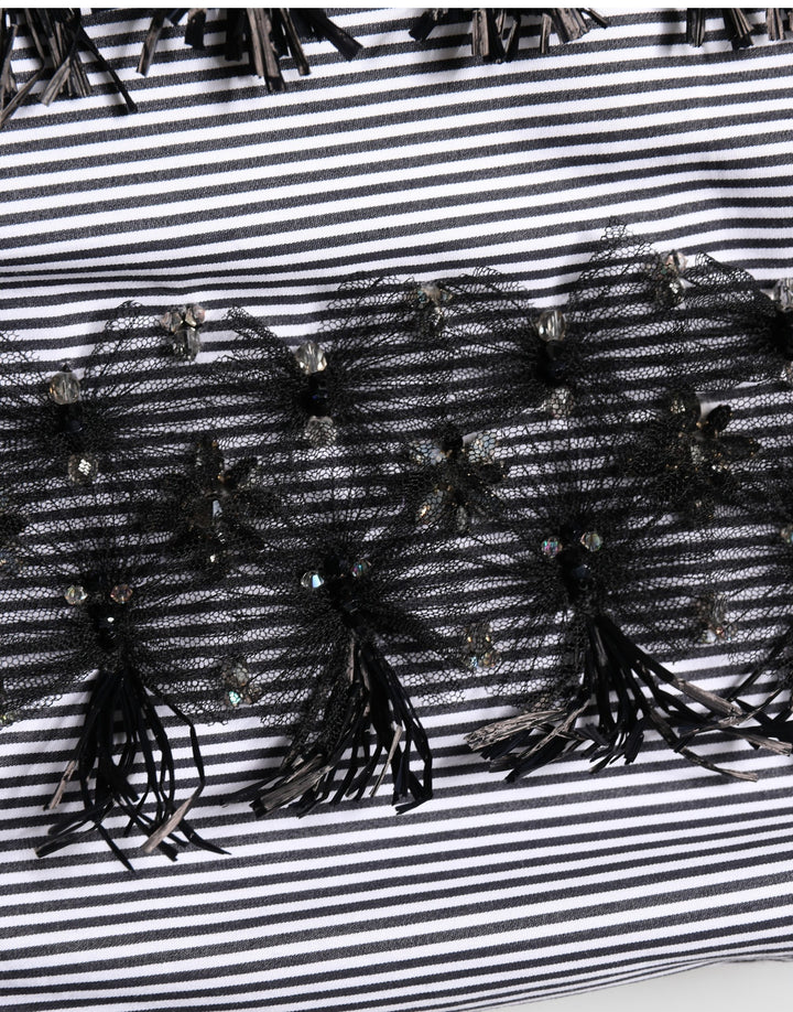 Dolce &amp; Gabbana BlackGray Pinstripe Embellished Trouser Pants