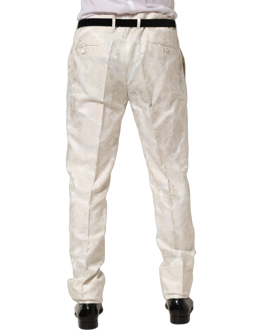 Dolce &amp; Gabbana White Floral Men Dress Formal Trouser Pants