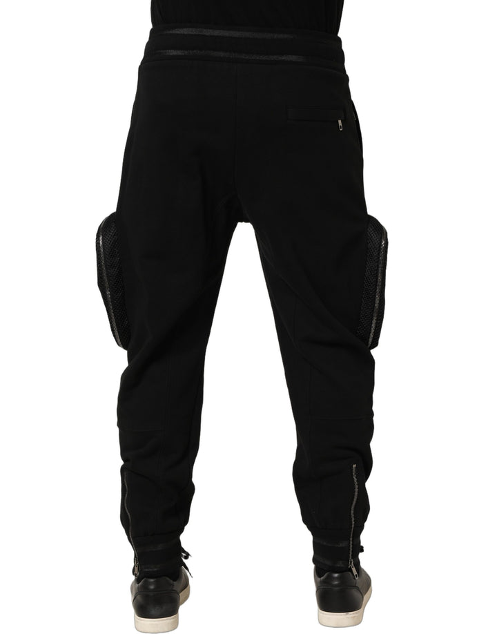 Dolce &amp; Gabbana Black Mid Waist Cargo Jogger Sweatpants Pants