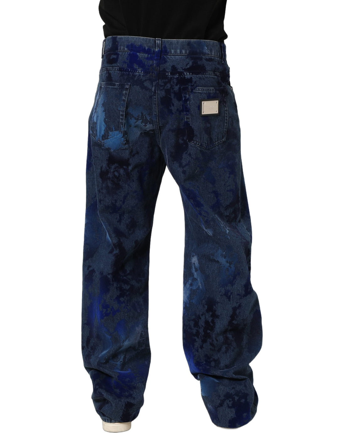 Dolce &amp; Gabbana Blue Tie Dye Cotton Men Straight Denim Jeans