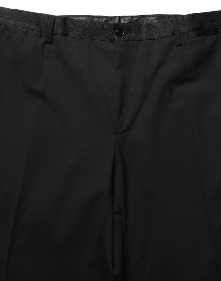 Dolce &amp; Gabbana Black Wool Tapered Leg Dress Trouser Pants